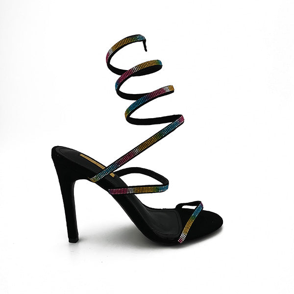 High Heel Twirl Up Leg Evening Sandal - 1055