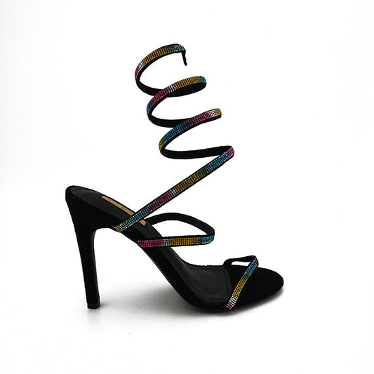 High Heel Twirl Up Leg Evening Sandal - 1055