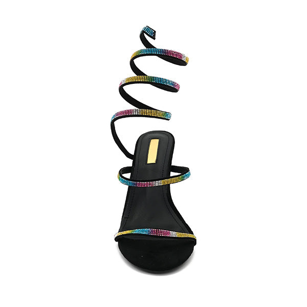 High Heel Twirl Up Leg Evening Sandal - 1055