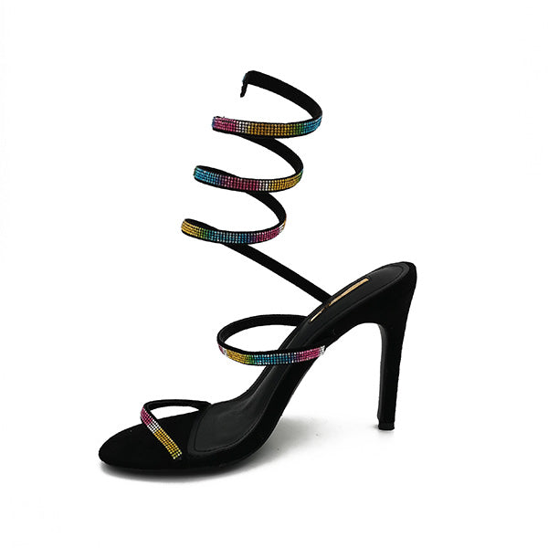 High Heel Twirl Up Leg Evening Sandal - 1055
