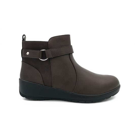 Low Wedge Ankle Boot With Strap - 1064