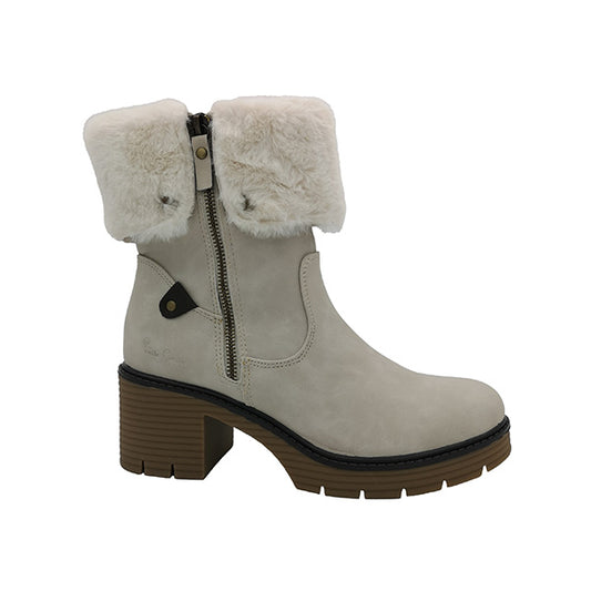 Comfort Fur Lined Half Boot On Heel - 1077