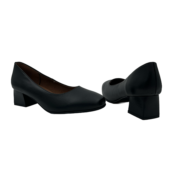Leather Low Heel Court - 1081