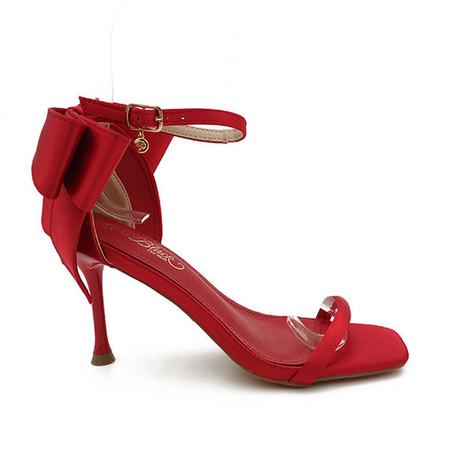 Satin Medium Heel Evening Sandal - 1087