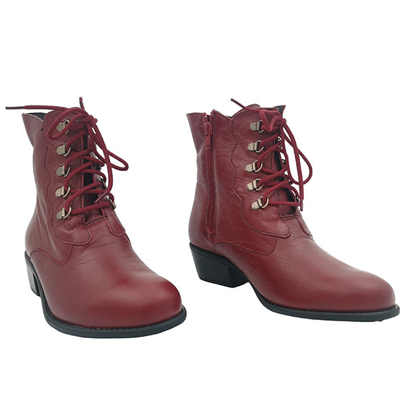 Leather Front Lace Up Ankle Boot - 1109