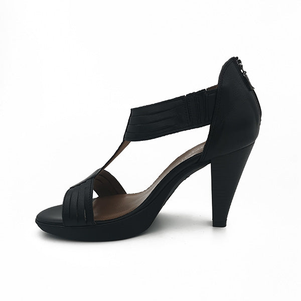 Leather Medium High Heel T-Bar - 1136