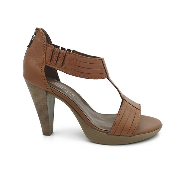 Leather Medium High Heel T-Bar - 1136