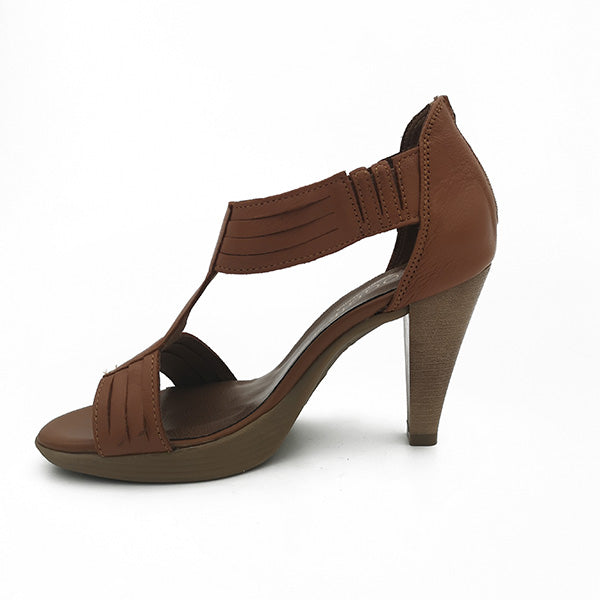 Leather Medium High Heel T-Bar - 1136