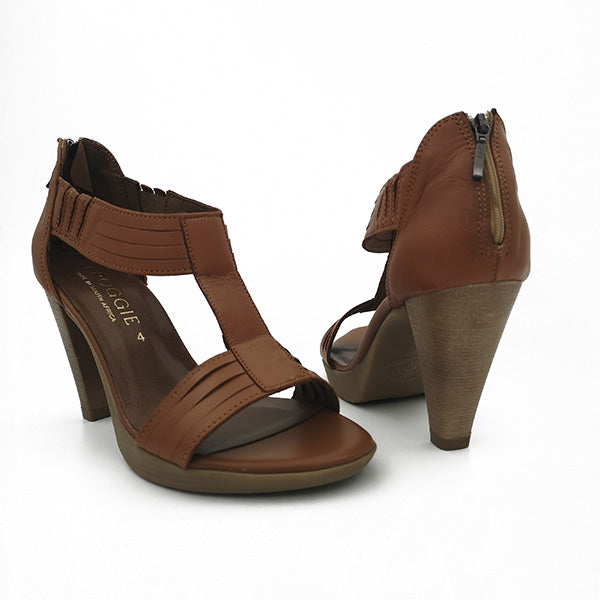 Leather Medium High Heel T-Bar - 1136
