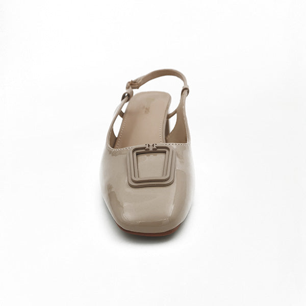 Patent Sling Back On Medium Heel - 1156