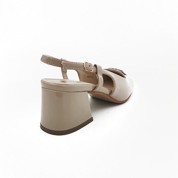 Patent Sling Back On Medium Heel - 1156