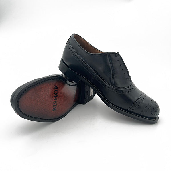Leather Men's Toe Cap Shoe Punched Toe Cap - 0044