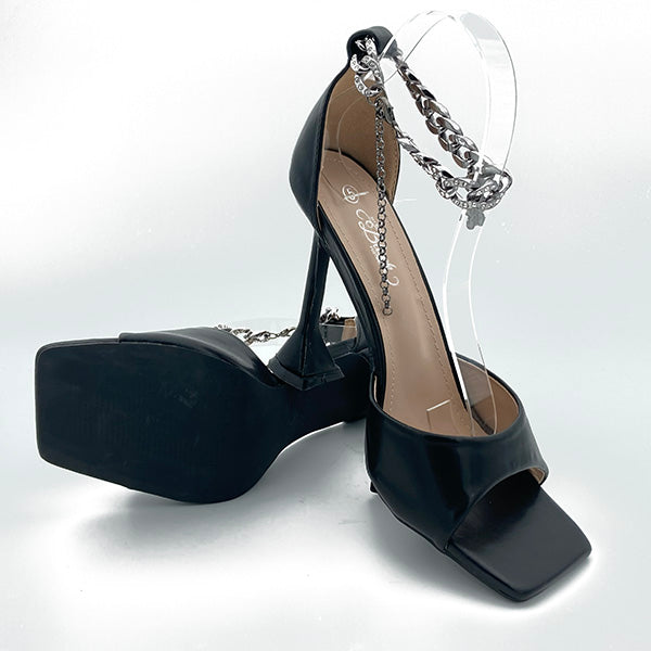 High Heel Square Toe With Ankle Chain - 0579