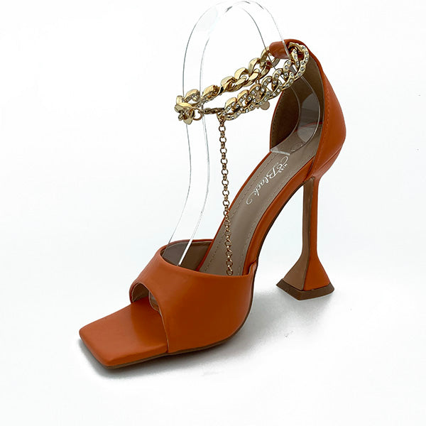 High Heel Square Toe With Ankle Chain - 0579