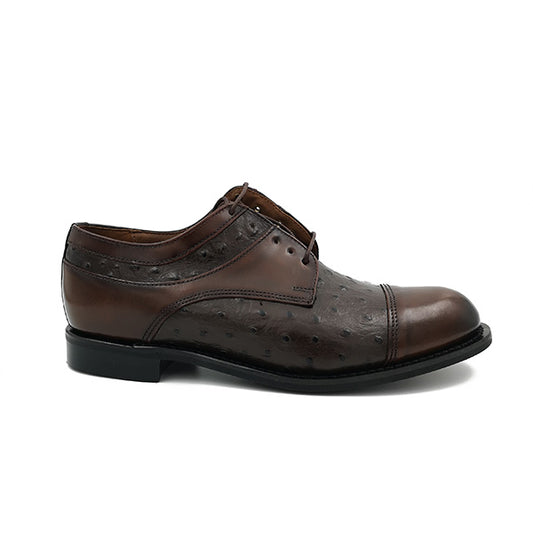 Men's Formal Leather Lace Up Ostrich Print - 0121