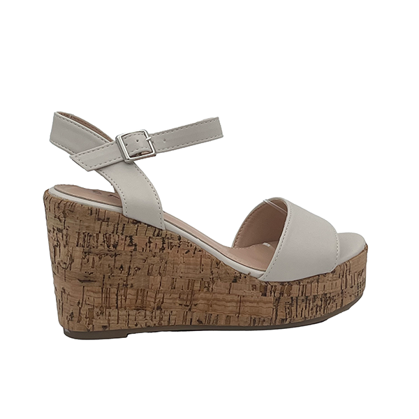 High Cork Wedge With An Ankle Strap - 0734