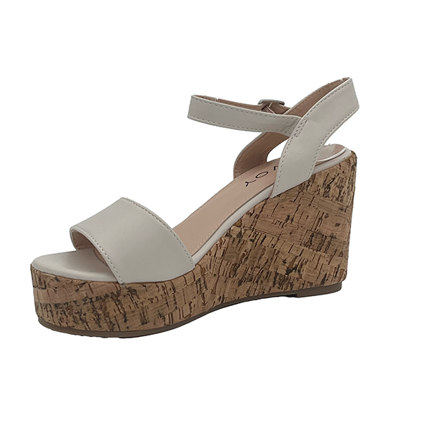 High Cork Wedge With An Ankle Strap - 0734