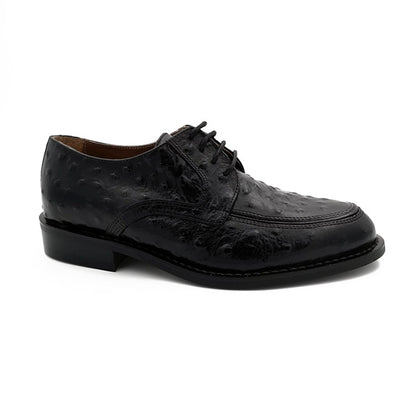 Leather Lace Up Ostrich Print - 0860