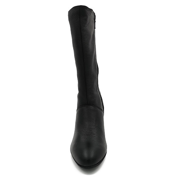Medium Heel Leather Boot - 0871