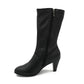 Medium Heel Leather Boot - 0871
