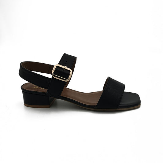 Leather Low Heel Open Toe Sandal - 0898