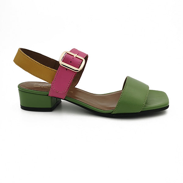 Leather Low Heel Open Toe Sandal - 0898