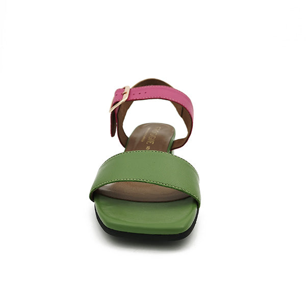 Leather Low Heel Open Toe Sandal - 0898