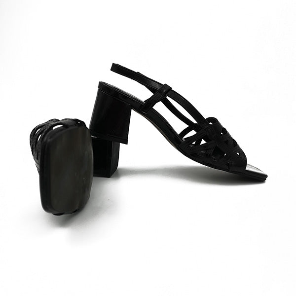 Medium Heel Patent Sling Back Sandal - 0905