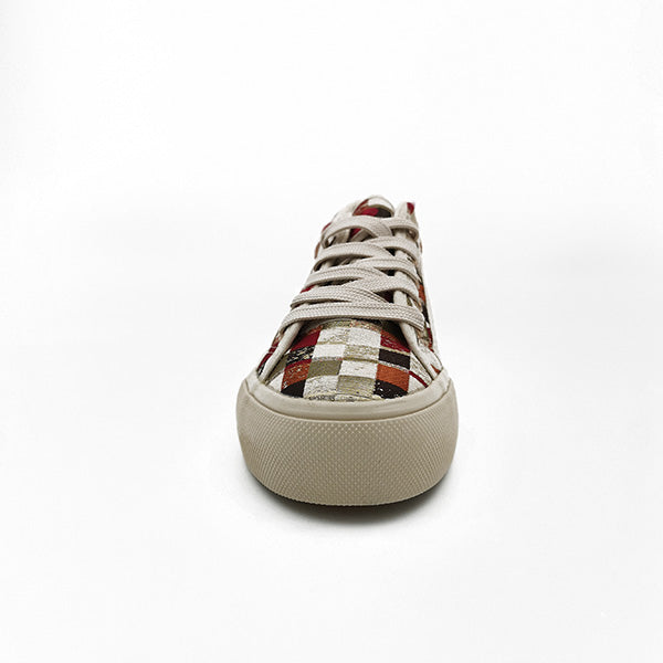 Lace Up Checked Sneaker - 0915