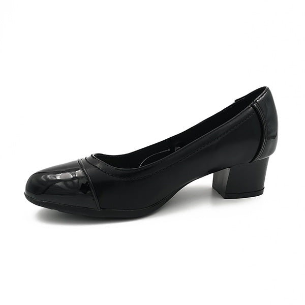 Medium Heel Patent Toe Cap Court - 0916