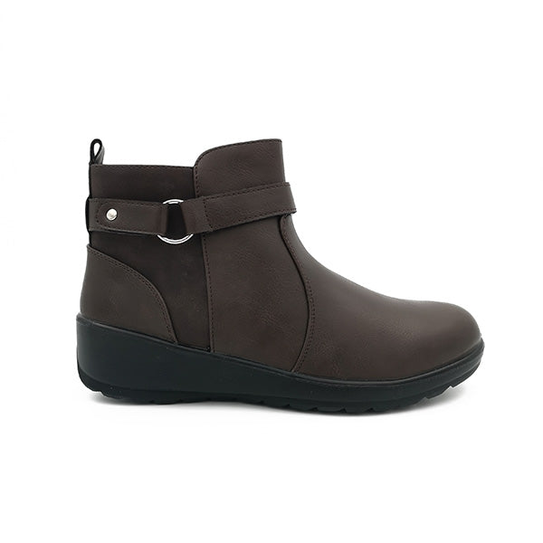 Low Wedge Ankle Boot With Strap - 1064