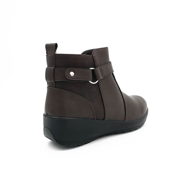Low Wedge Ankle Boot With Strap - 1064