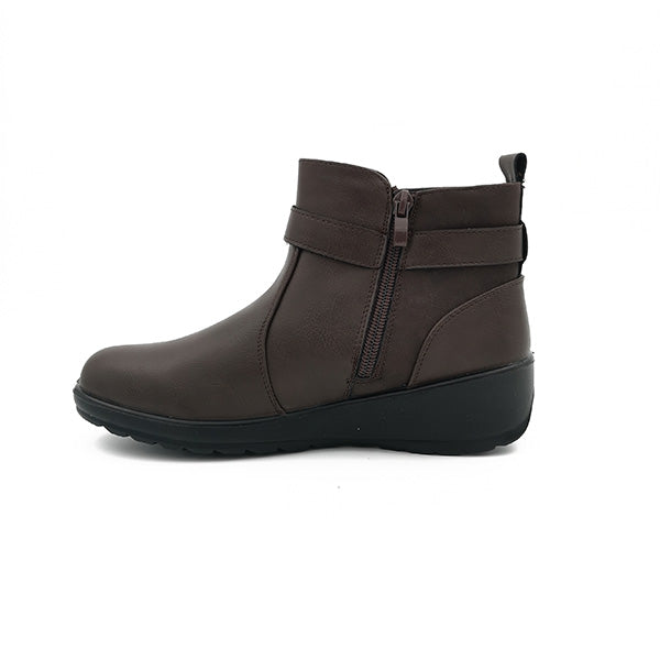 Low Wedge Ankle Boot With Strap - 1064