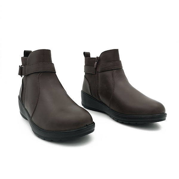 Low Wedge Ankle Boot With Strap - 1064