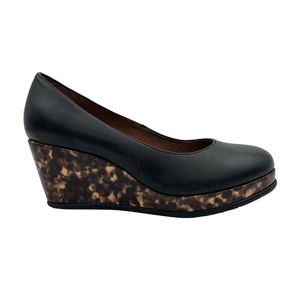 Leather Upper On Medium Wedge - 1069