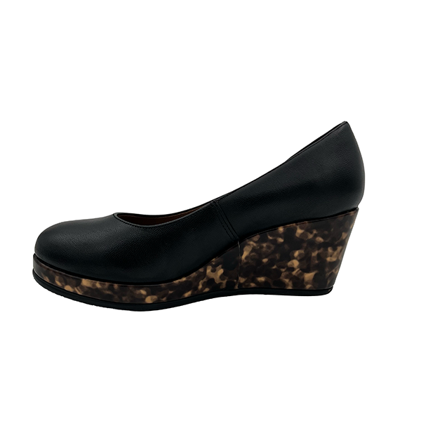 Leather Upper On Medium Wedge - 1069