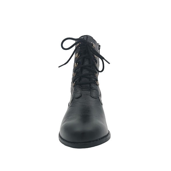 Leather Front Lace Up Ankle Boot - 1109