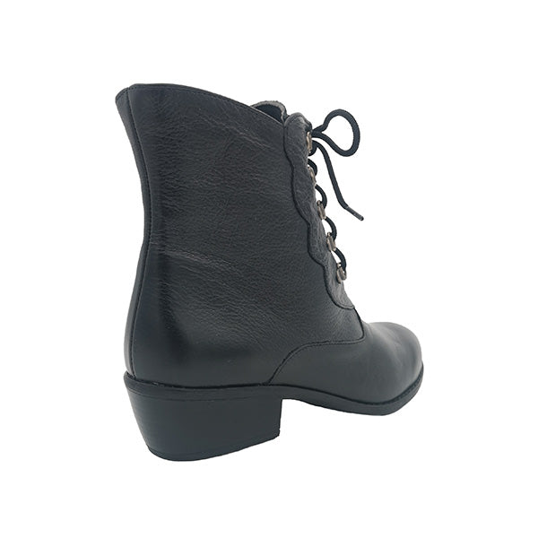 Leather Front Lace Up Ankle Boot - 1109