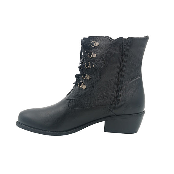 Leather Front Lace Up Ankle Boot - 1109
