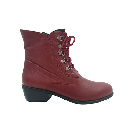 Leather Front Lace Up Ankle Boot - 1109