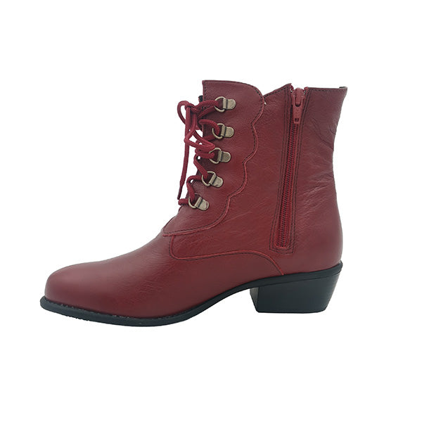 Leather Front Lace Up Ankle Boot - 1109