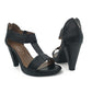 Leather Medium High Heel T-Bar - 1136