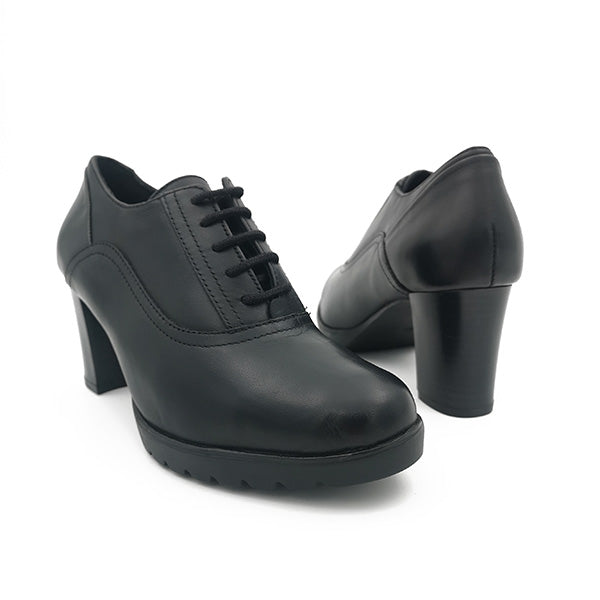 Leather Lace Up On Heel - 1139