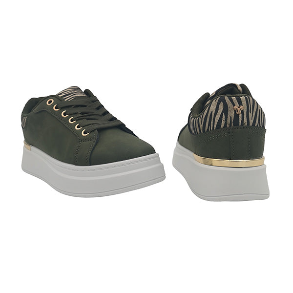 Lace Up Sneaker With Trim - 1208