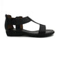 Leather T Bar On Low Wedge - 1214