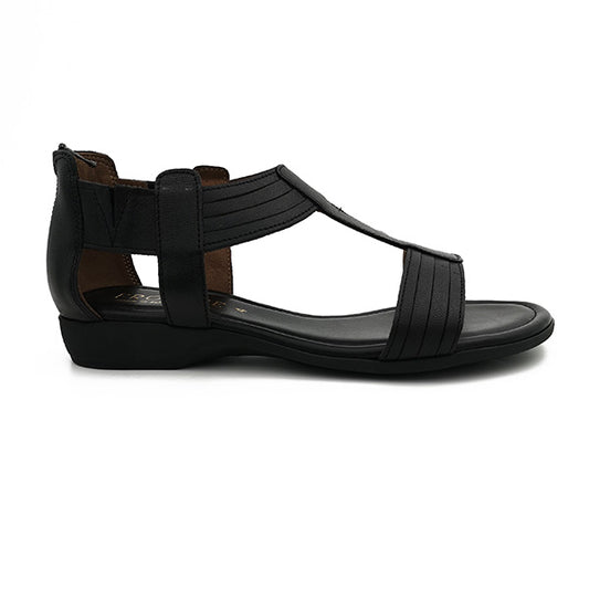 Leather T Bar On Low Wedge - 1214