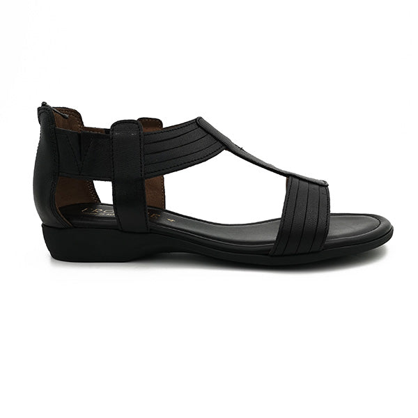 Leather T Bar On Low Wedge - 1214