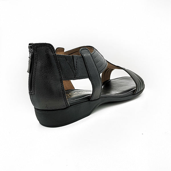 Leather T Bar On Low Wedge - 1214