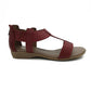 Leather T Bar On Low Wedge - 1214