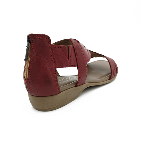Leather T Bar On Low Wedge - 1214